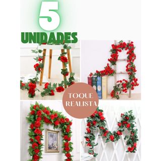 Corrente De Rosas Artificial 2.20 Metros até 11.Metros Trepadeira Folhagem em Oferta na Shopee
