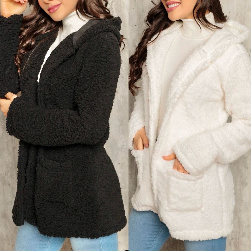 Casaco Teddi Com Capuz Bolso Blusa  Inverno 2026 Teddy Tamanho Max Tedde.