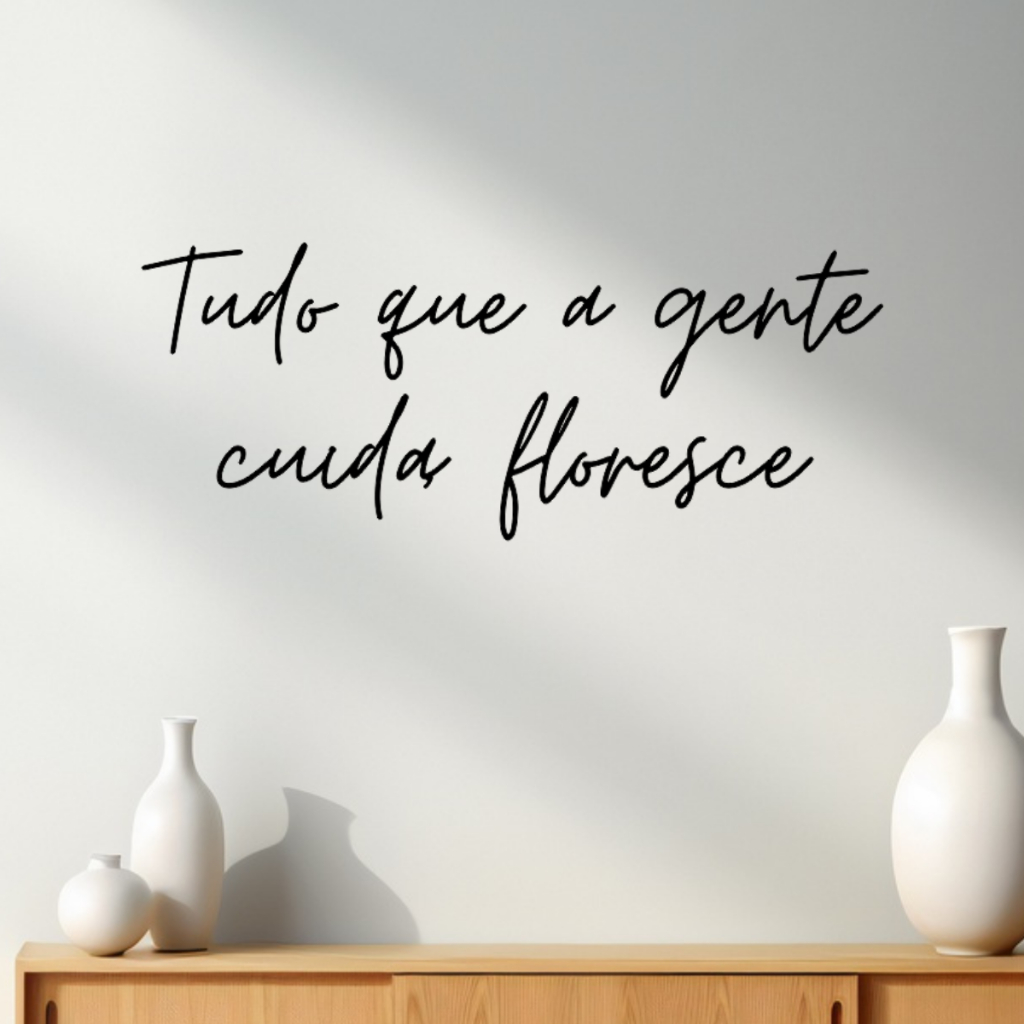 Frase Decorativa de Parede Tudo que a gente cuida, floresce MDF 3mm Preto em Oferta na Shopee