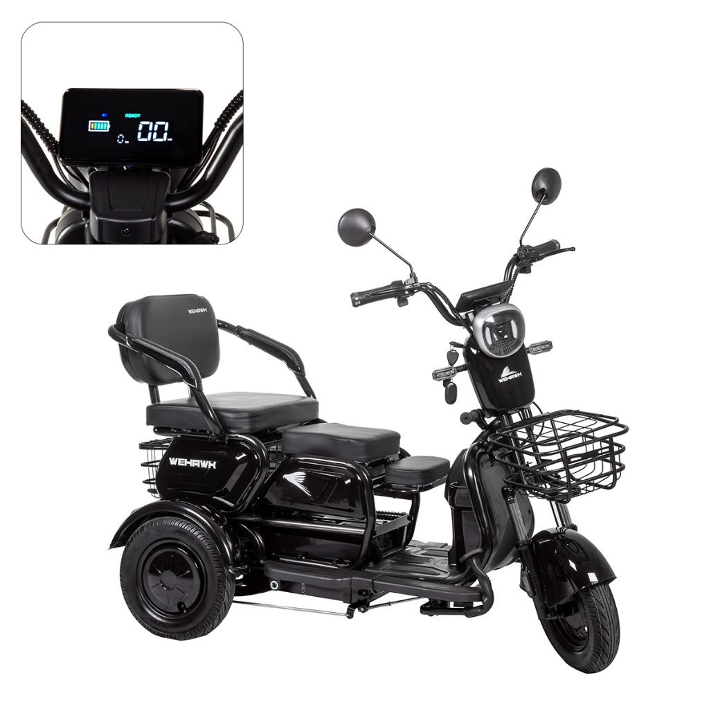 Triciclo Elétrico 800W para 3 Assentos Bateria de Chumbo sem Carteira WeHawk Multi 3 em Oferta na Shopee