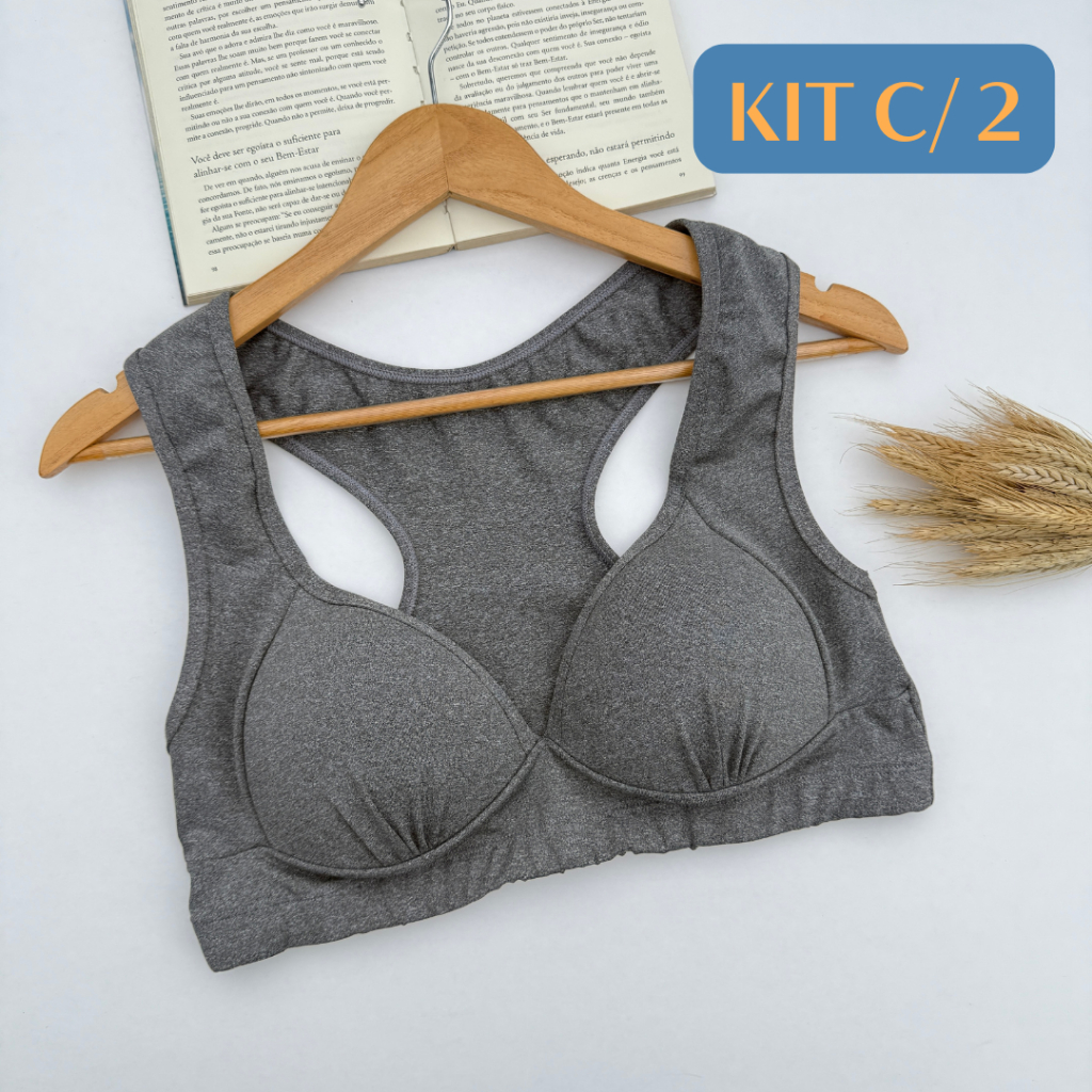 Kit 2 Tops Nadador Com Bojo Feminino Fitness Academia Liso e Estampado Confortável