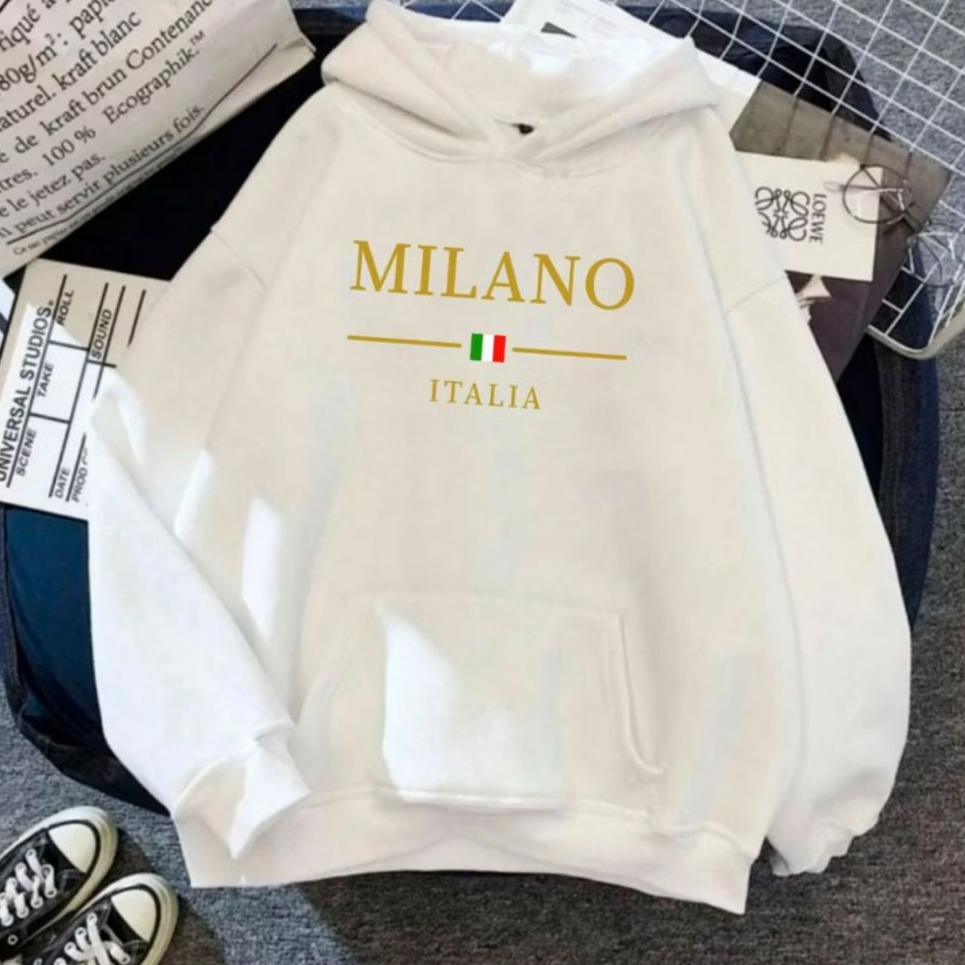 Moletom Canguru Unissex Milano Italia Agasalho Casaco Blusa De Frio Blusão Capote Flanelado