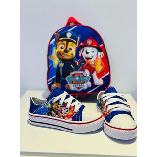 KIT Mochila e Tênis Infantil Feminino Masculino Confortável Desenho Divertidamente
