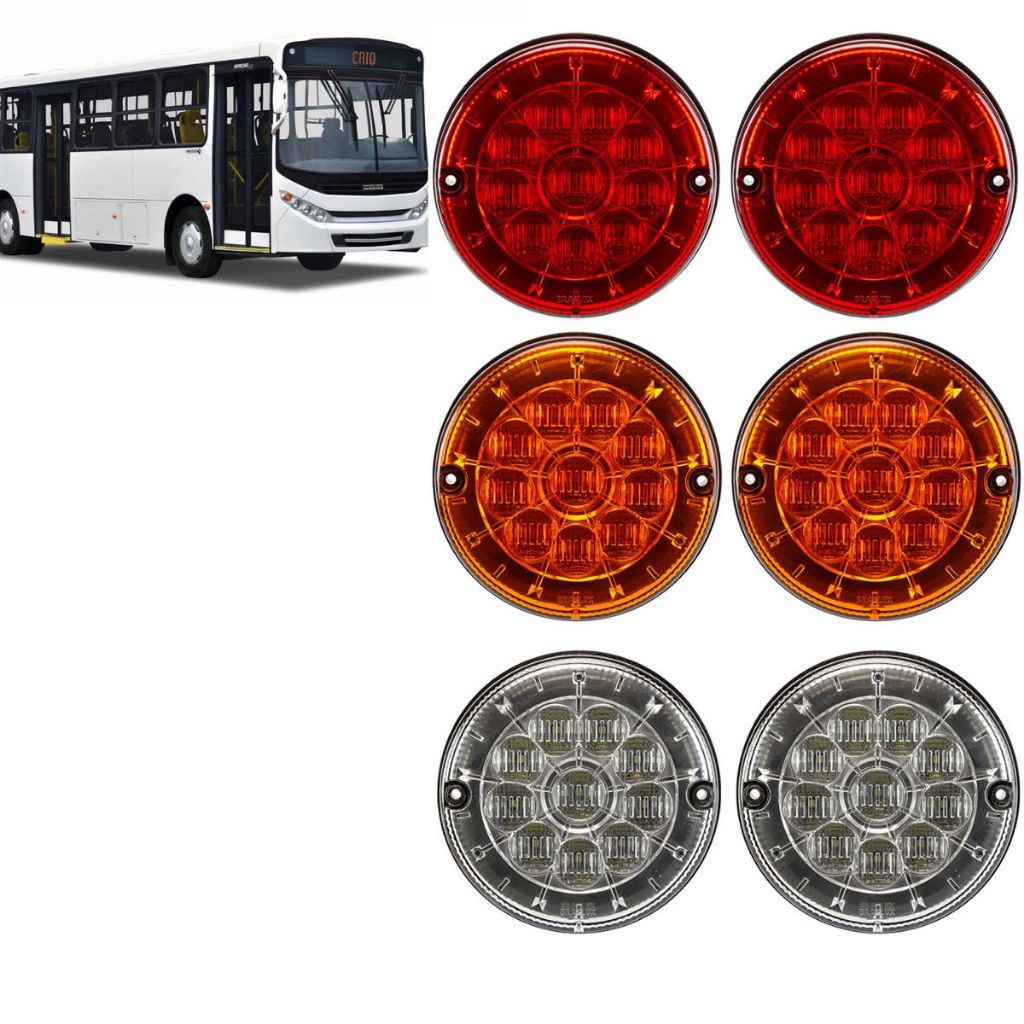 Kit Lanterna Traseira Onibus Caio Apache Vip Picolo Carreta Randon 125MM Led 24v