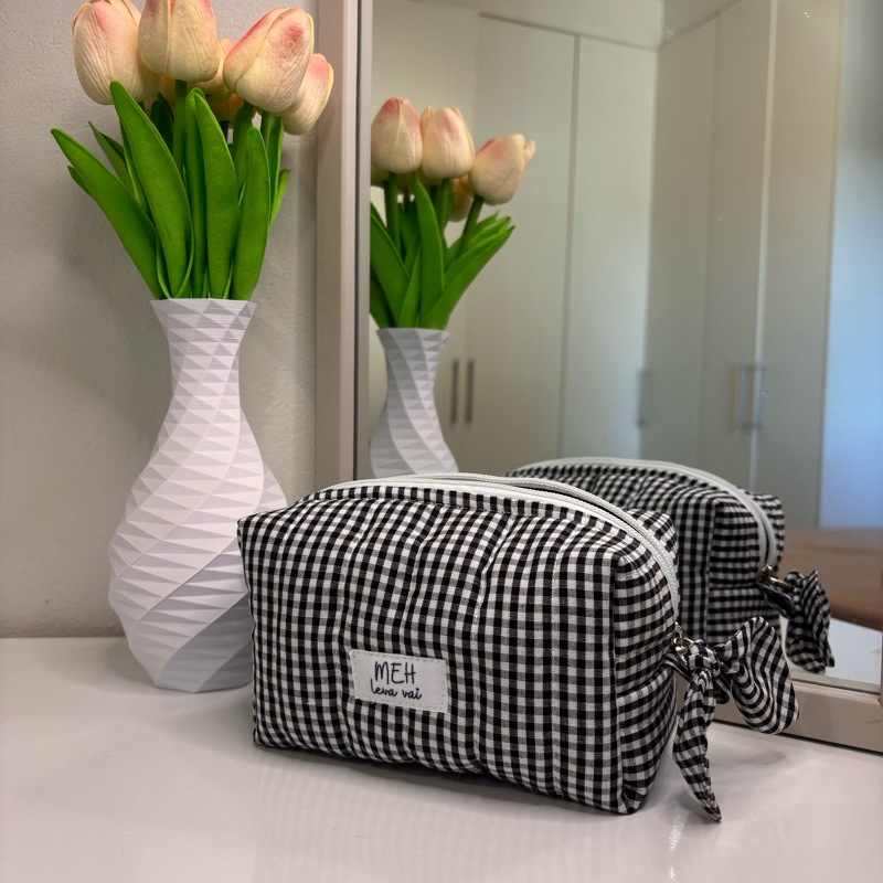 Necessaire xadrez preto em Oferta na Shopee