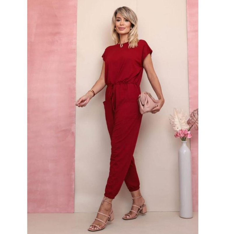 Macacão Saruel Estiloso Com manga e Ajuste na cintura com bolso e punho — imagem 2 de 2