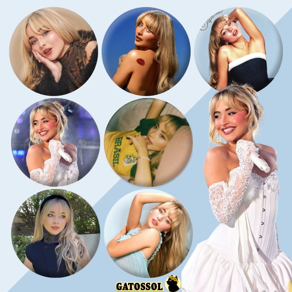 Bottons Sabrina Carpenter -  4,5 cm POP Musica - Bottom/botton - Boton  - Broche alfinete - Boton - Button - Pin - Botum em Oferta na Shopee