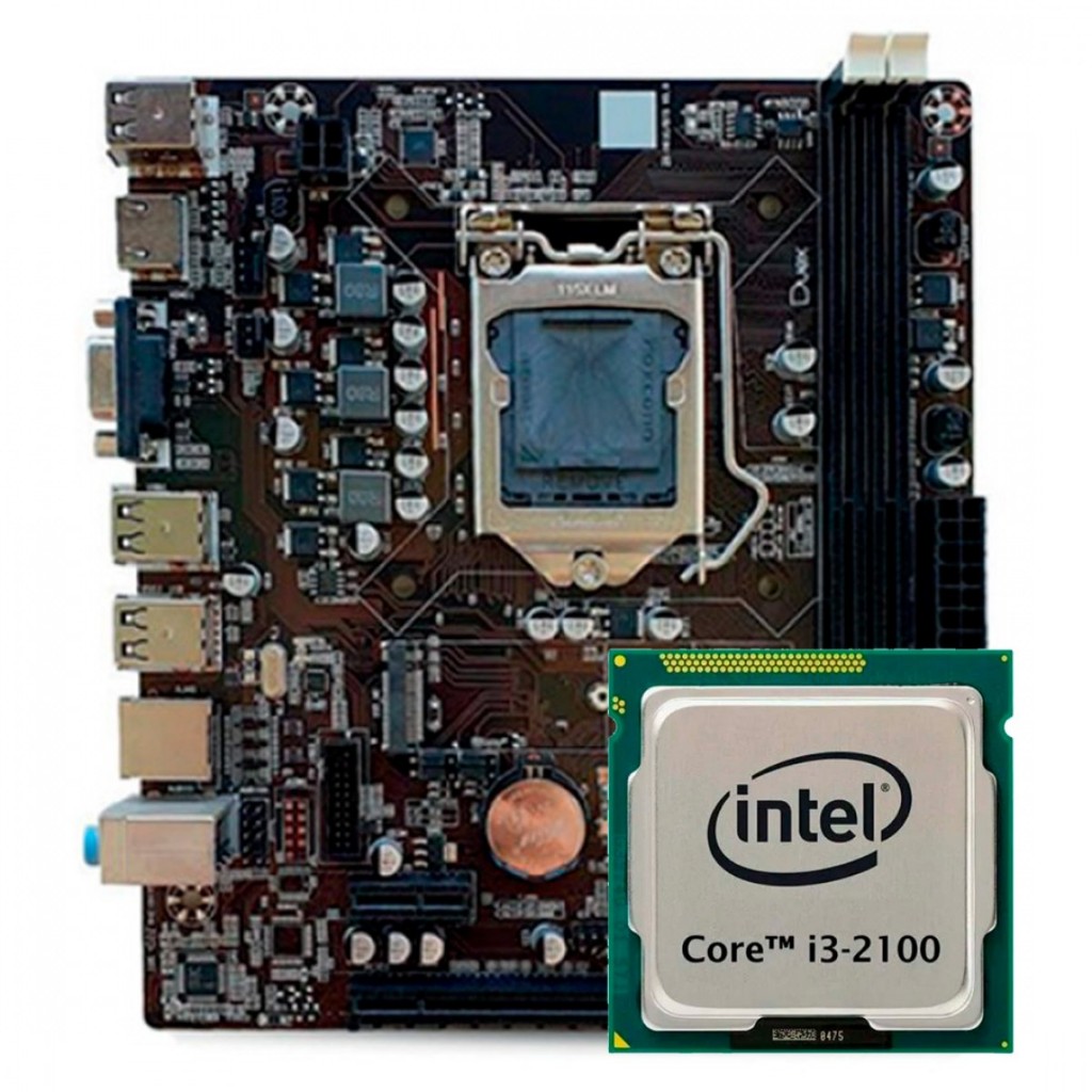 Kit UPGrade Placa Mãe H61 Slot SSD M2 Processador Intel i3-2100 + Cooler