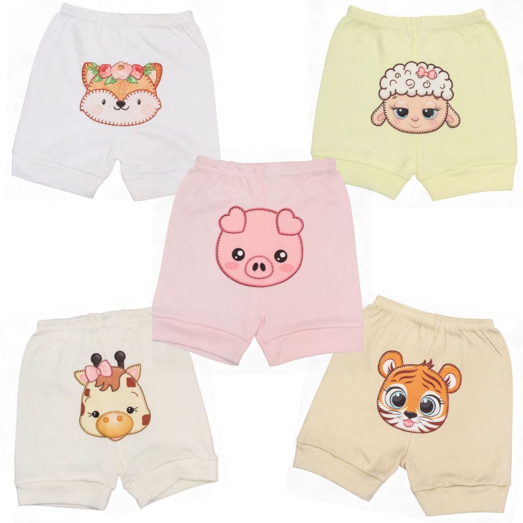 Kit 5 Shorts Canelado com Aplique para Bebê Conforto e Praticidade para o Dia a Dia Peça Verão em Oferta na Shopee
