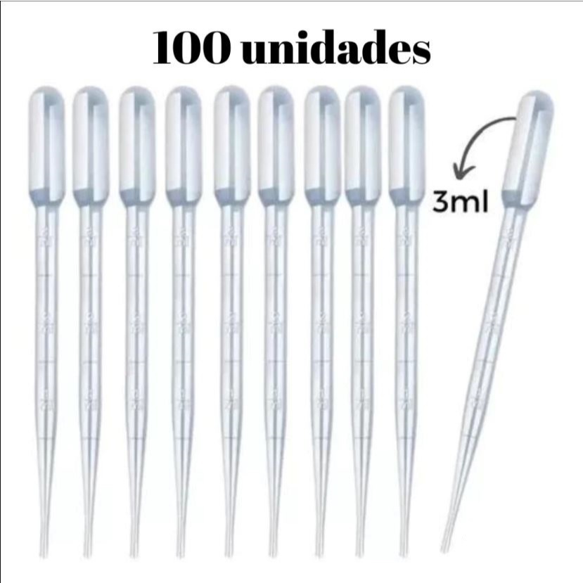 Pipeta Pasteur Plastica 3ML 100 Unidades Conta Gotas Artesanato Graduada em Oferta na Shopee