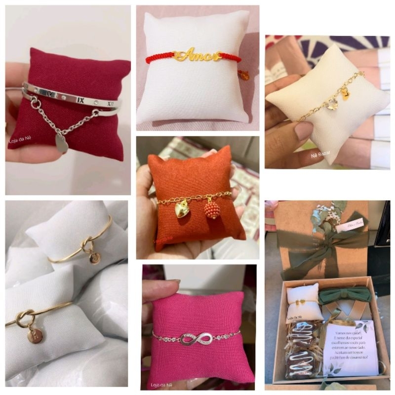 Kit 5 mini almofada almofadinha p/ pulseira relógio organizador joia em Oferta na Shopee