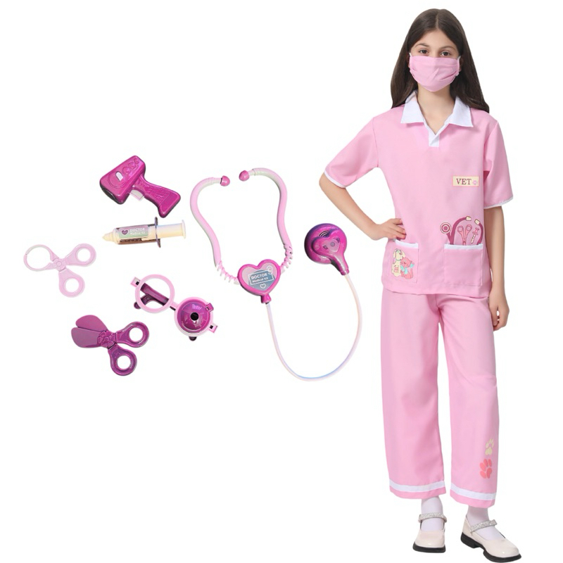 Fantasia Veterinária linda com acessórios em Oferta na Shopee