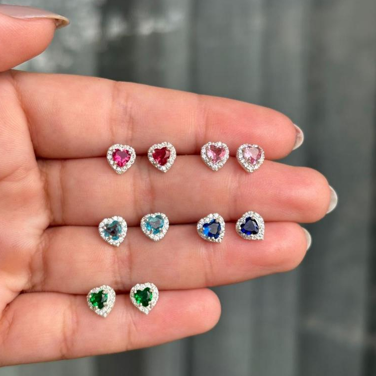 Brinco Zirconia Coração Cravejado Prata 925 Legitima em Oferta na Shopee