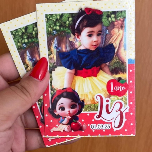 Ímã de geladeira Foto Lembrança Branca de Neve - Personalizado - Aniversário
