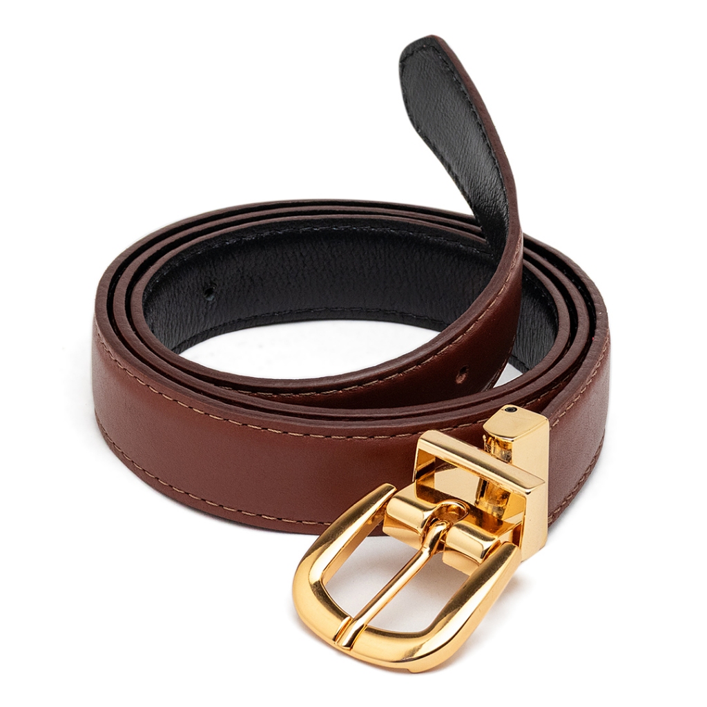 Cinto Feminino Casual Fino Fivela Banhada Giratória Em Couro Legítimo 2 em 1 Com Costura Elegante em Oferta na Shopee