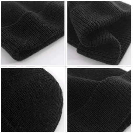 PECA preta de Lã unisex Adulto Toca Gorro Toucas Frio Inverno Boina Juvenil Preto