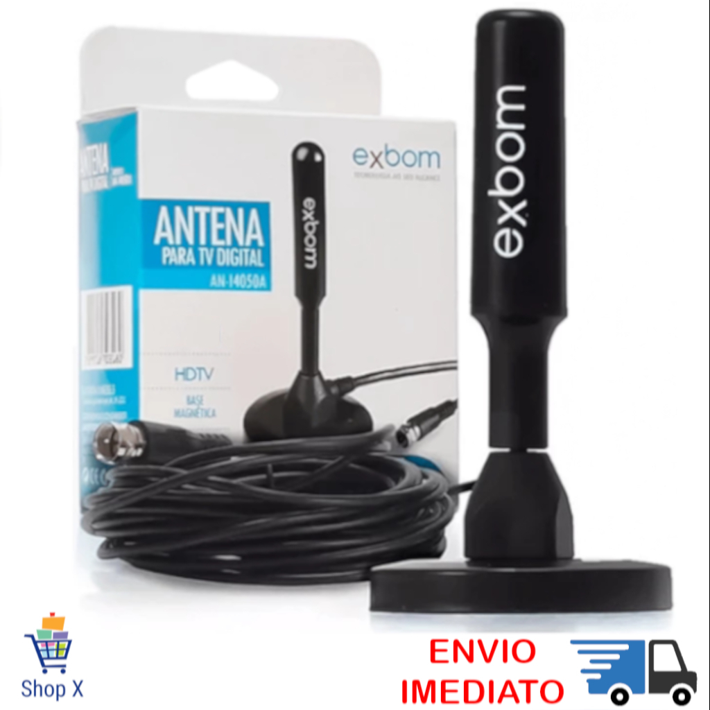 Antena Digital HDTV UHF VHF FM Interna e Externa Cabo 4mt Prova D'água  Base Imã Amplificada 3,5 dbi em Oferta na Shopee