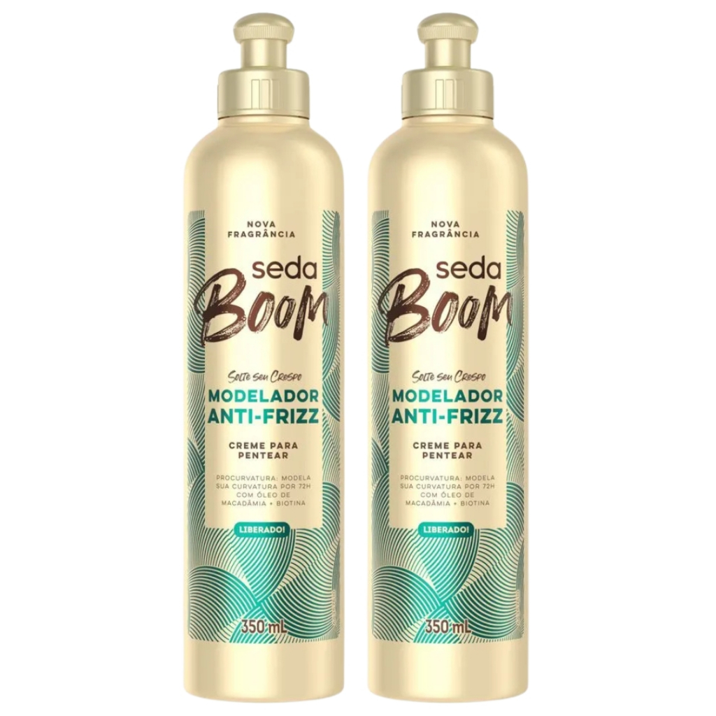 Kit c/2 Creme Pentear Seda Boom Modelador Anti-Frizz 350ml - Envio Rápido