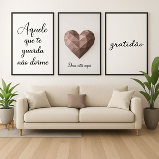 Quadro Decorativo Aquele Que Te Guarda Não Dorme Gratidão kit 3 peças em Oferta na Shopee