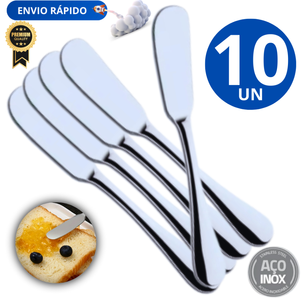 Conjunto 10 Pcs Espátulas Manteiga Patê Geleia Em Aço Inox Variáveis Utilidades