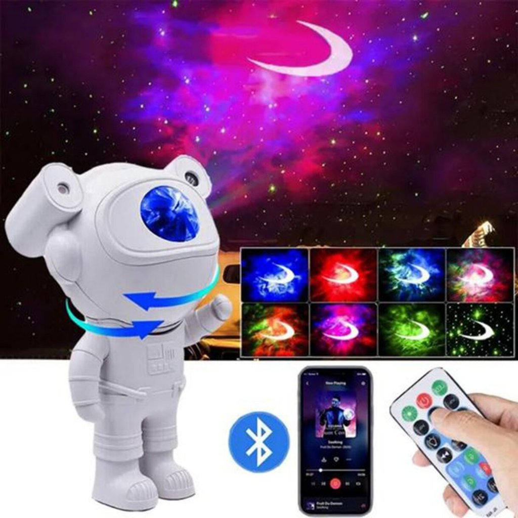 Astronauta Luminária Projetor com Som Bluetooth e Controle, Luminária modelo Astronauta, Luminária C/ áudio