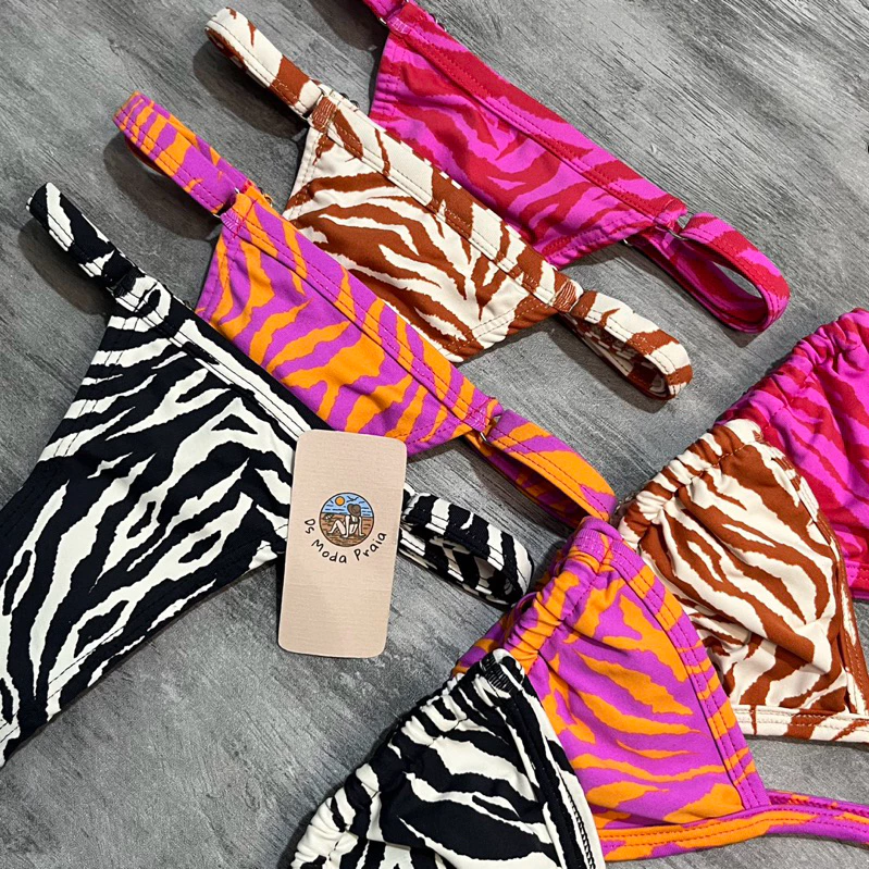 Conjunto biquíni fita animal print zebra — imagem 1