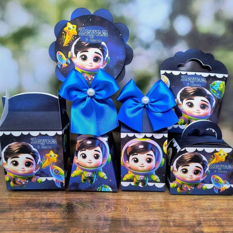 kit Caixas Personalizadas Para aniversário - Tema Menino Astronauta- Lembrancinha para aniversário