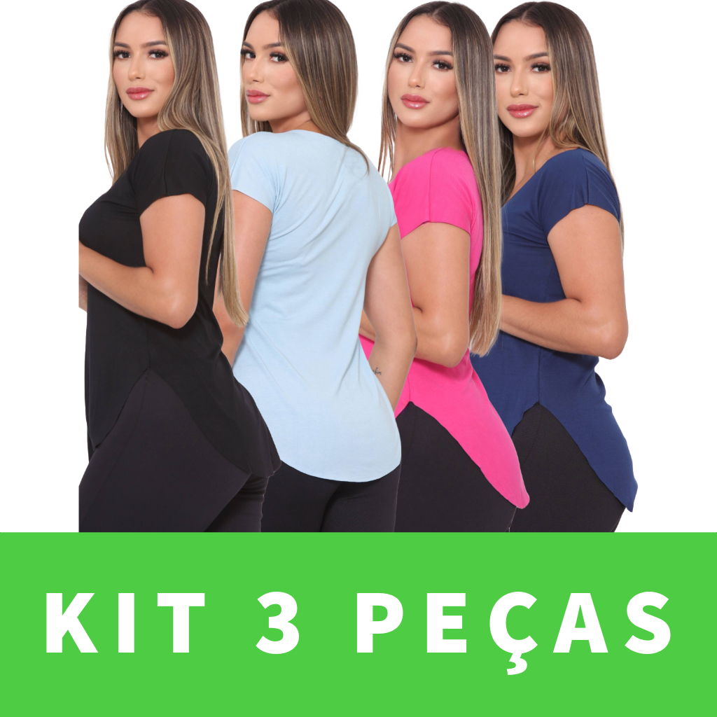 Kit 3 Blusa Feminina Tapabumbum Feminina Sobre legging Academia