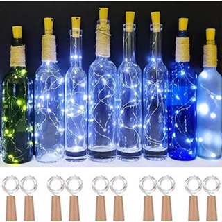 Kit 10/20 Rolha De Led Fio Fada Para Garrafa 2m 20 Leds Branco Frio Colorido Guirlanda Decoração em Oferta na Shopee