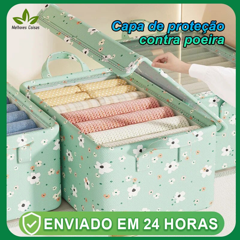 Caixa De Armazenamento De Roupas Dobrável Brinquedos Com Tampa Acabamento De Cesta Nova Flor Quebrada em Oferta na Shopee