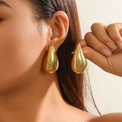 Brincos femininos de gota d'água de alta qualidade banhados a ouro e prata em aço inoxidável