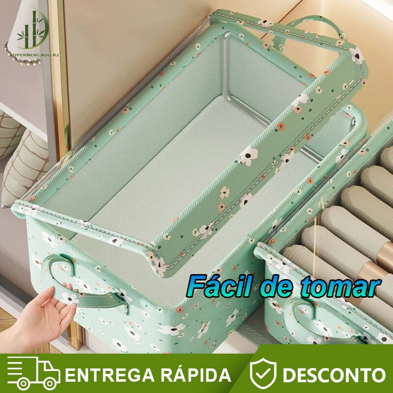Caixa De Armazenamento Clássica De Tecido Com Estrutura De Aço Organizador De Roupas para Íntimas e Calças em Oferta na Shopee