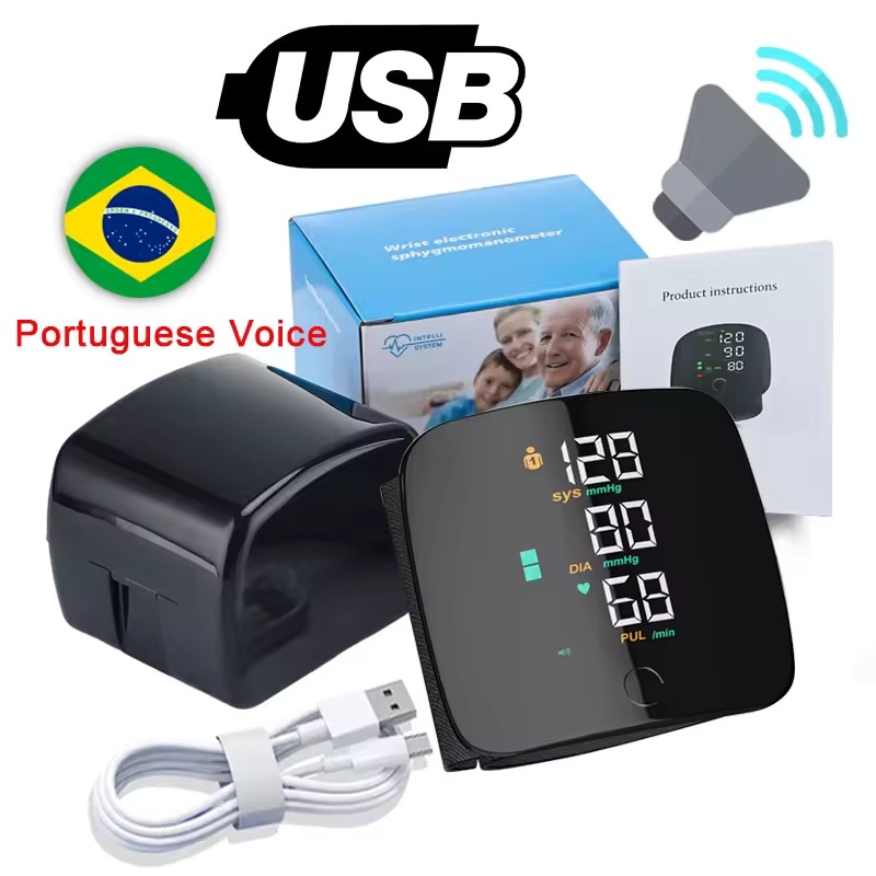 Monitor De Pressão Arterial De Pulso Recarregável Alta BP Esfigmomanômetro Moby