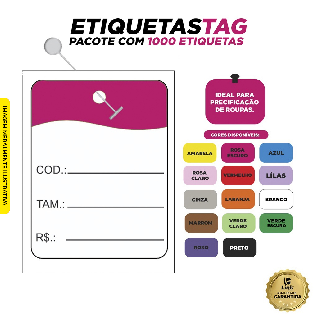 1.000 Etiqueta de Preço TAG Manual para Roupas Modelo B04 30mm x38mm em Oferta na Shopee