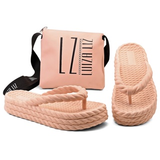 Sandália chinelo 3 tiras Plataforma trançado Confortável com Bolsa de Lado Luiza Liz em Oferta na Shopee