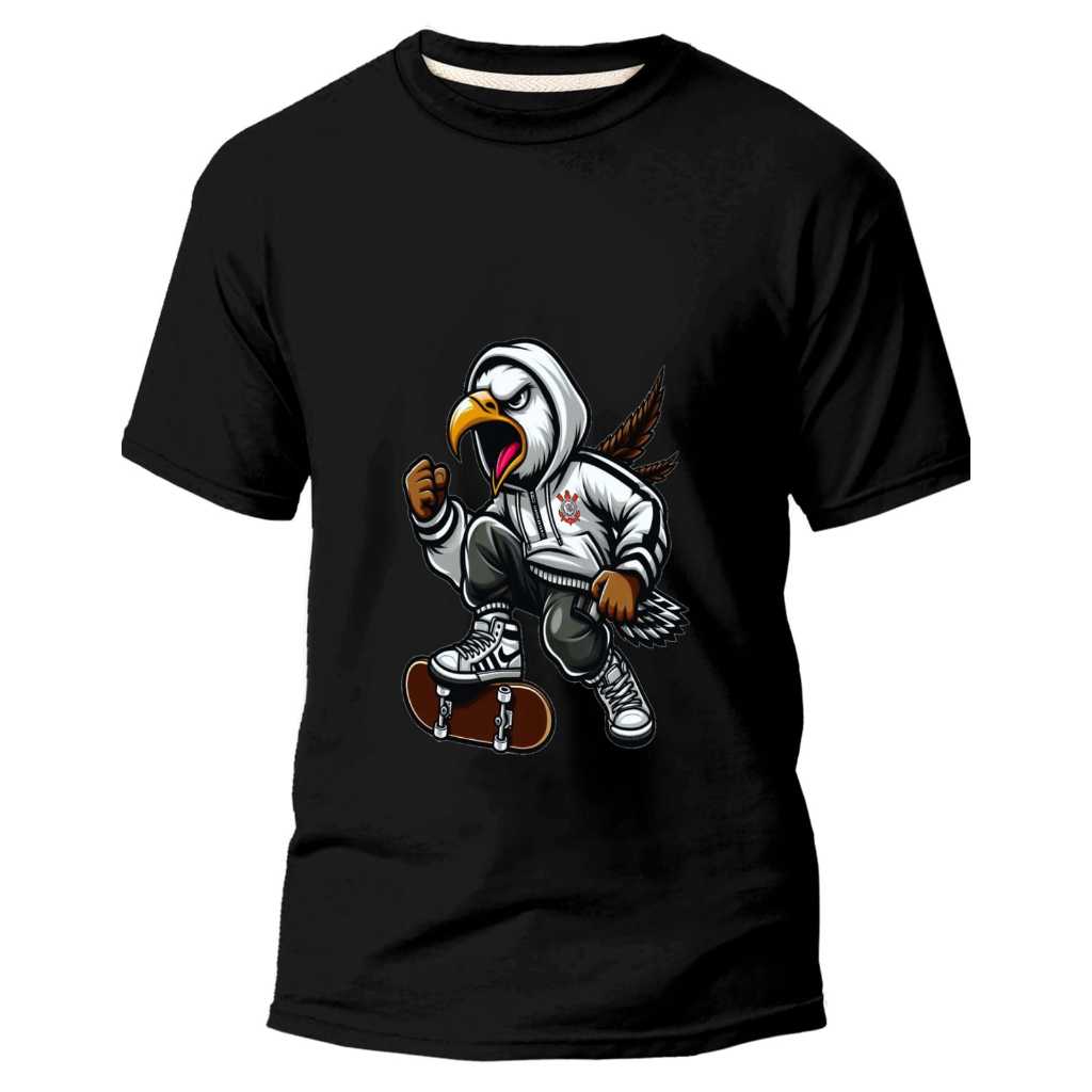 Camiseta Básica algodão Gavião Corinthians Timão Unissex Dia a Dia