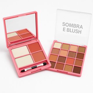 Paleta de Sombras blush e iluminador Lové rain em Oferta na Shopee