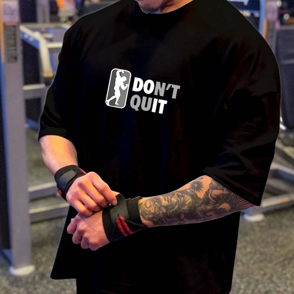 Camiseta Camisa Oversized Top Academia Musculação Treino Don`t Quit 100% Algodão Streetwear
