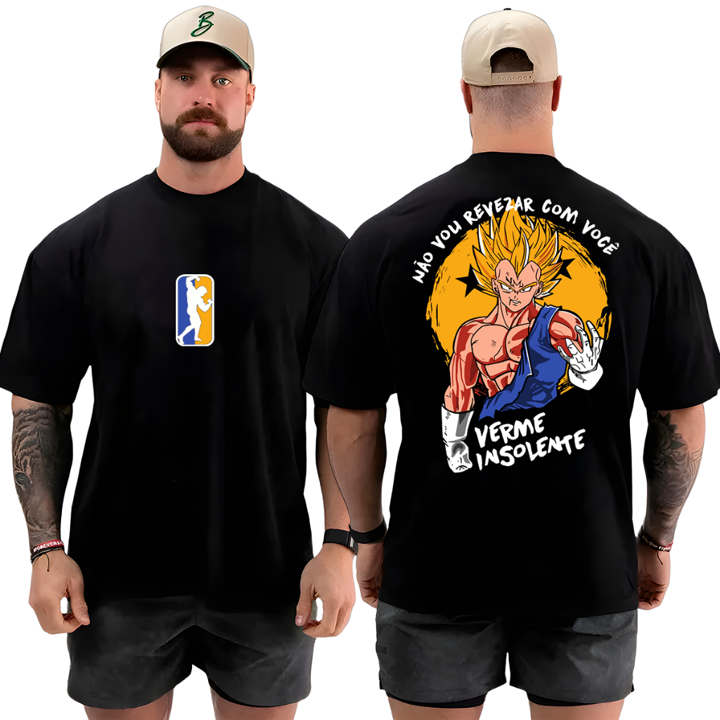 Camiseta Camisa Oversized Top Academia Musculação Não vou Revezar Goku 100% Algodão Qualidade