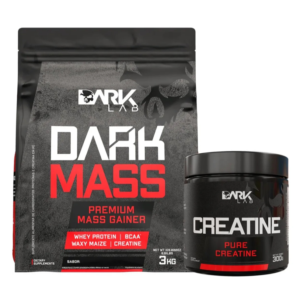 Kit Creatina Monohidratada 300g 100% Pura + Hipercalórico Dark Mass 3kg - Dark Lab