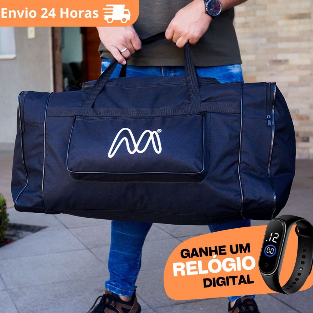 Mala Bolsa De Viagem Gigante Reforçada Extra forte Promoção + Relógio Digital