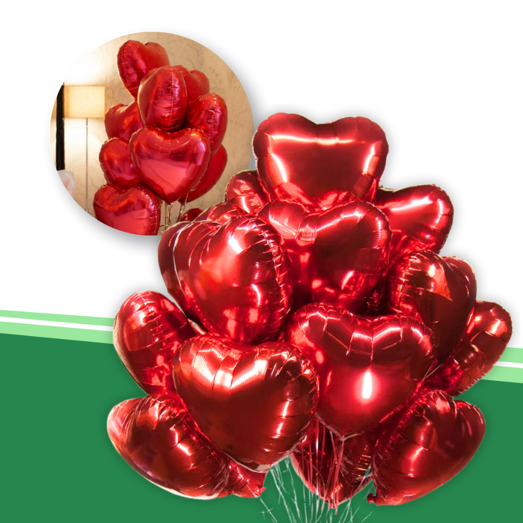 5/10/20/25 unidades Balão Metalizado Coração VERMELHO 40cm Festa Decoração Namorada/Namorado em Oferta na Shopee