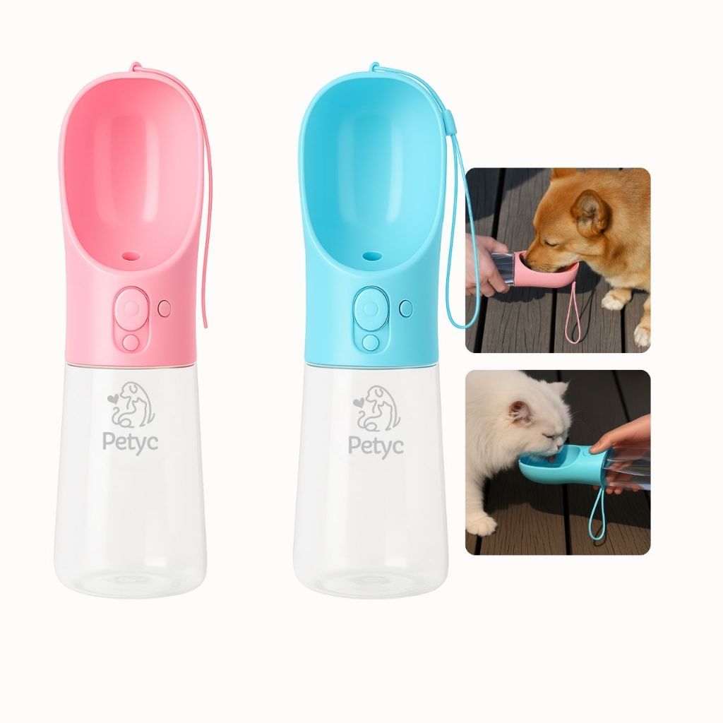 Garrafa Portátil Passeio Cachorro 400ml Bebedouro Com Trava Não Vaza Gato Portátil PETYC