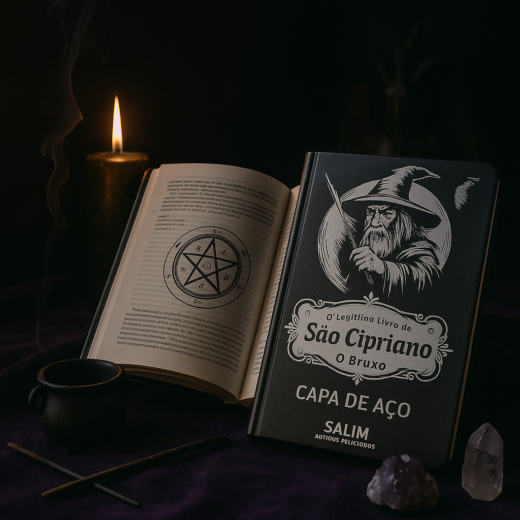 O Legitimo Livro de São Cipriano O Bruxo - Capa Preta, Ouro E Aço