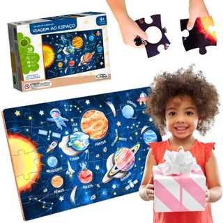 Quebra Cabeça Puzzle Infantil Espaço Madeira Educativo Presente Aniversário Natal Dia das Crianças