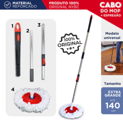 Cabo Mop Giratório Completo Com 140 Cm - NL
