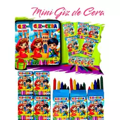 5 Cxs Mini Giz De Cera 5 Cores 5 Cms Atacado p/ Kit Festa Infantil Revenda Aniversario Prenda