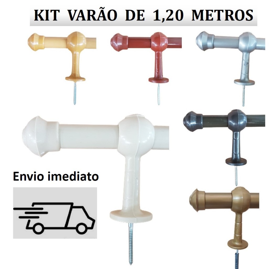 Kit Varão de Madeira com 1,20 Metros de 19 mm (médio) Para Cortinas. em Oferta na Shopee