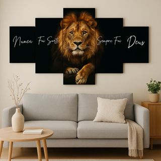 “Quadro Leão de Judá Decorativo 5 Placas MDF Sala Quarto Parede Fé Deus Religioso” em Oferta na Shopee