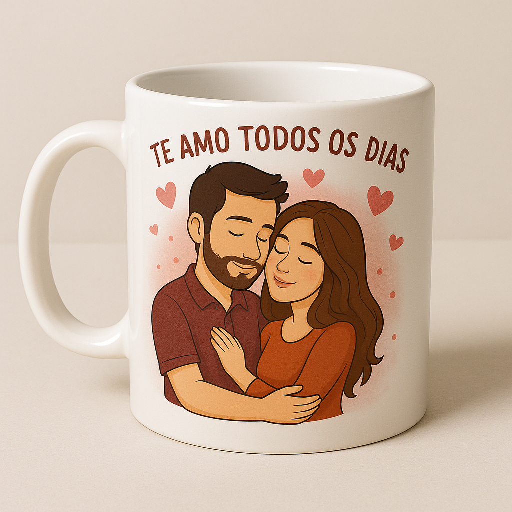 Caneca Dia dos Namorados com Caricatura – Presente Personalizado com Nome, Foto e Frase ❤️